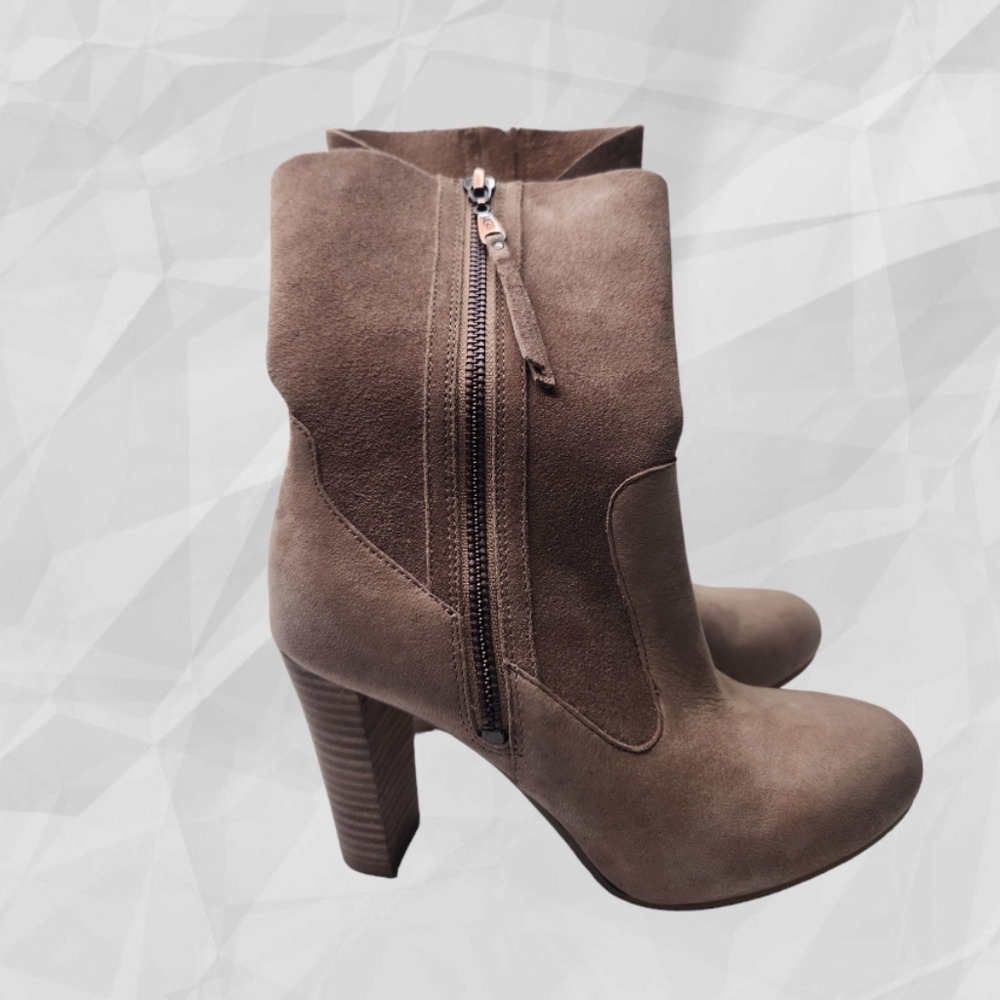 UGG Athena Suede Leather Stacked Heel Boots Size 5